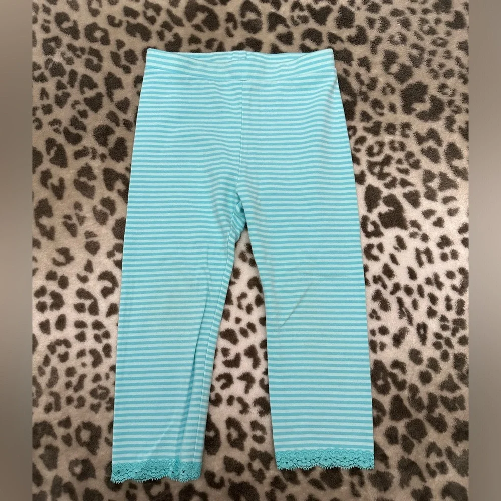 babyGap Striped Leggings with Lace Trim in Blue Size Toddler 3 Years